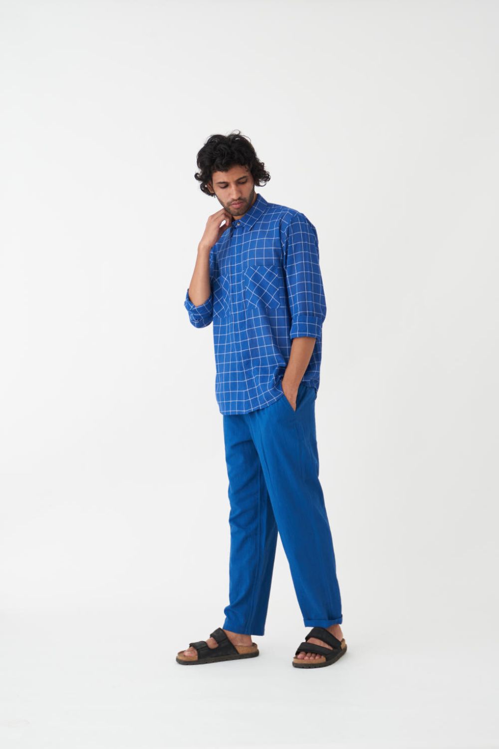 FRONT PLEATE PANT - ELECTRIC BLUE