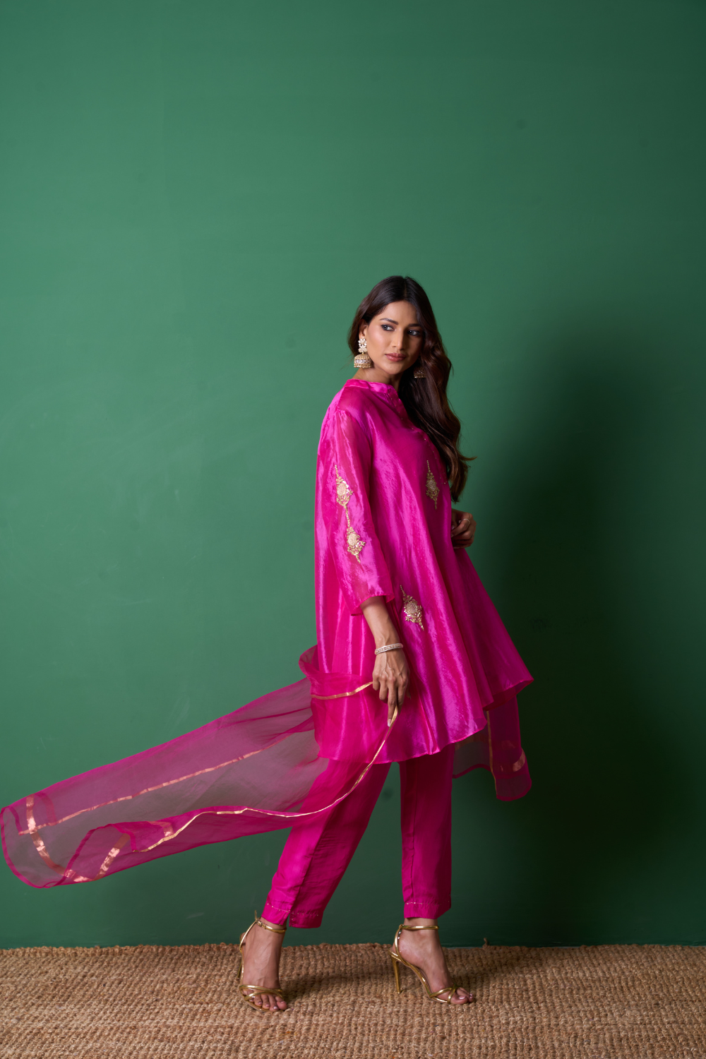 Paradise Kurta Set - Pink with Dupatta