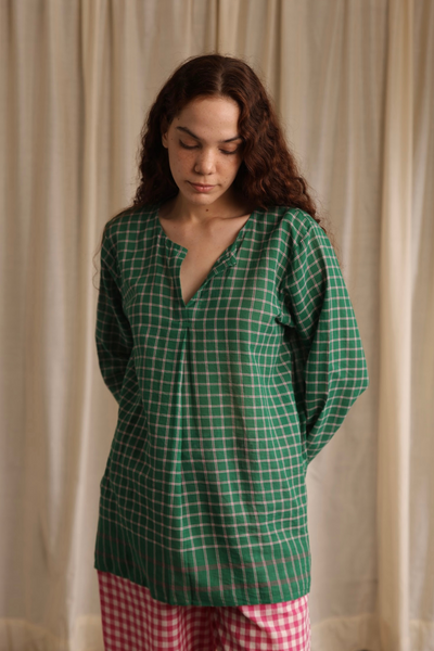 Maya Top - Green Checks