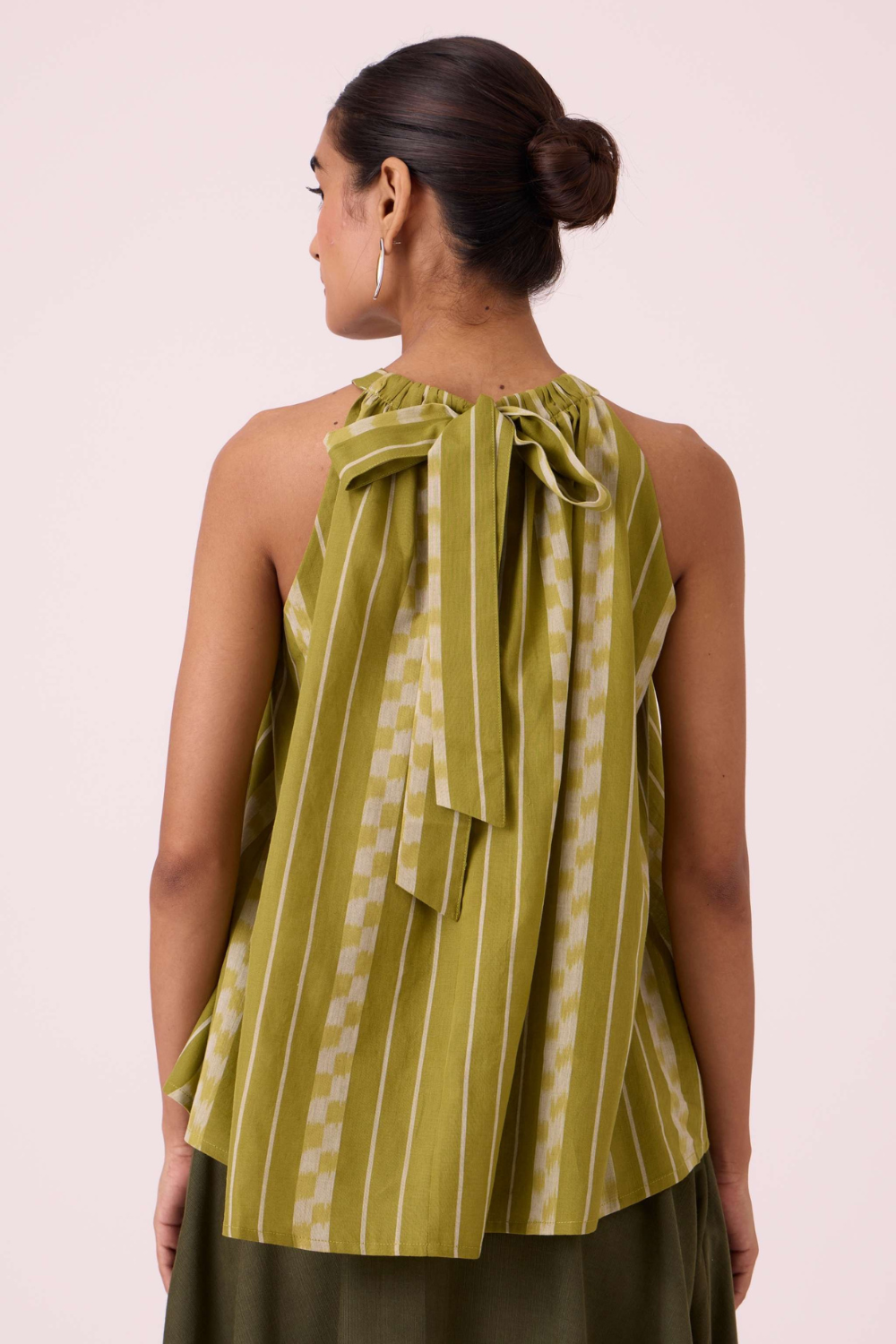 Sean Green Striped Ikat Top