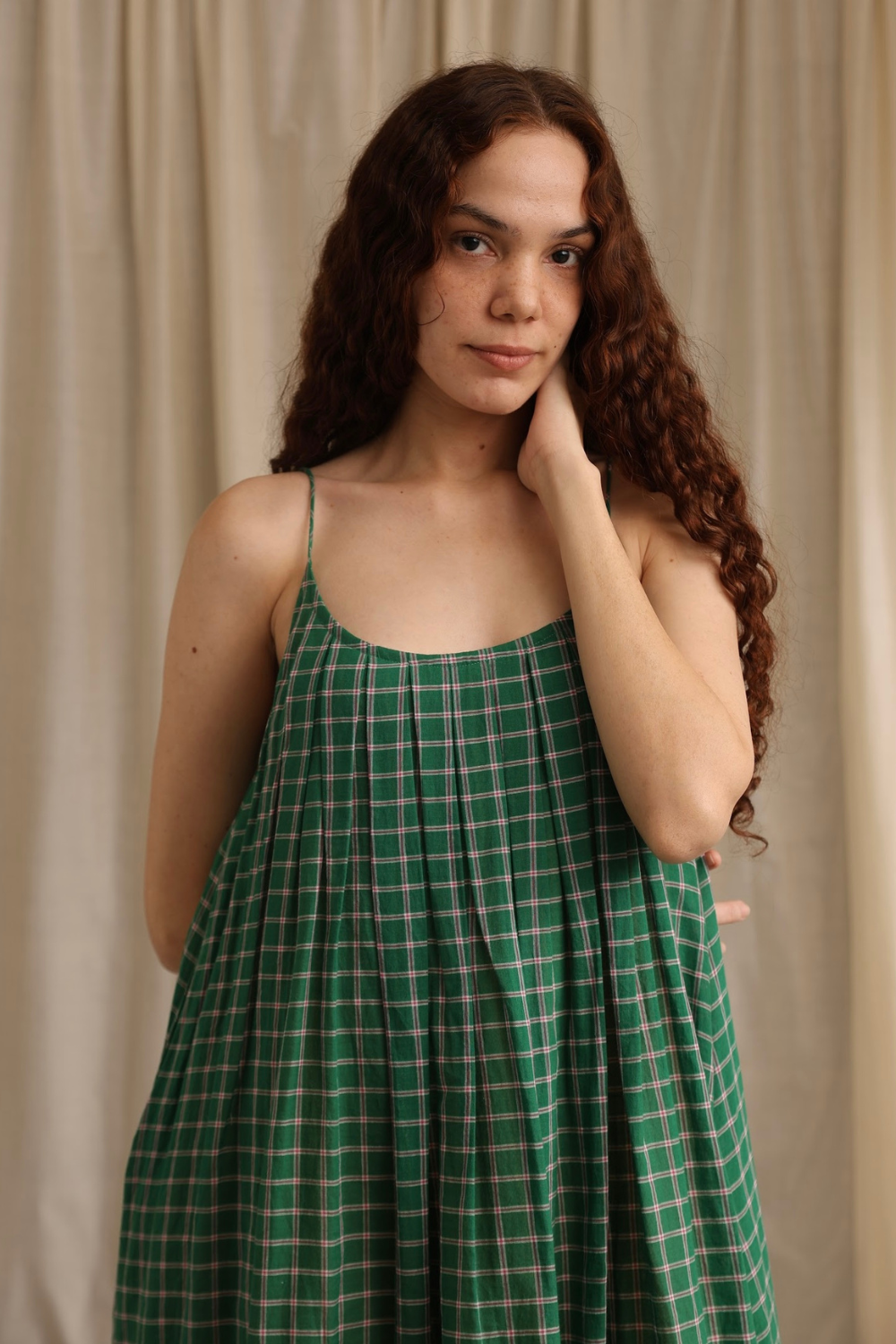 Kyra Dress - Green Checks