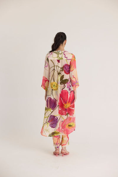 DOLLY WHITE CREPE LONG KURTA SET