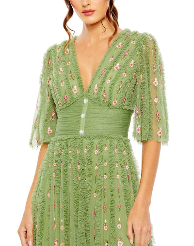 MD-8028 A-Line Dress-Green
