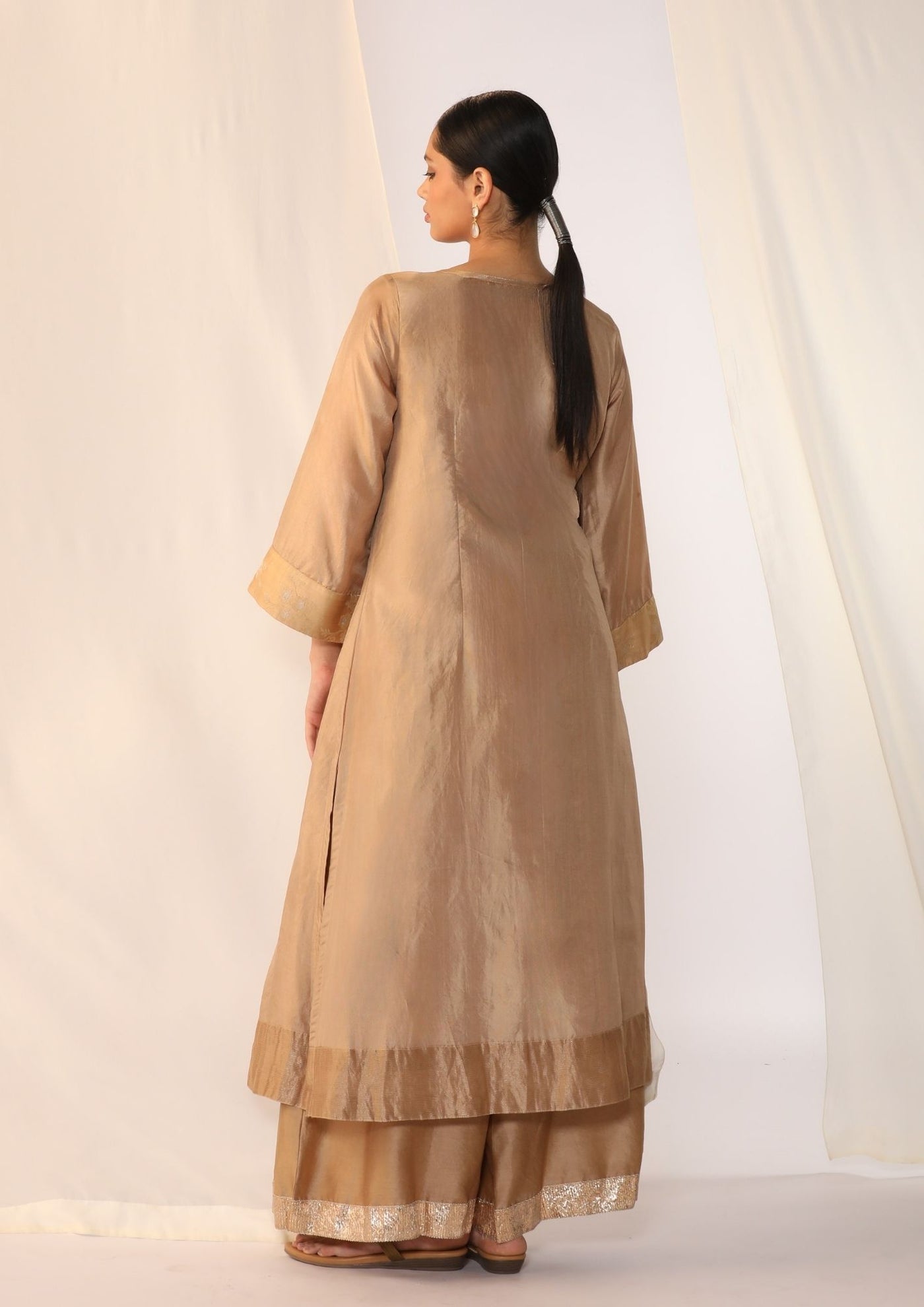 Silk kurta scatter embroidery and refined pintuck