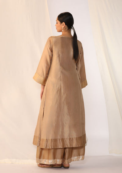 Silk kurta scatter embroidery and refined pintuck