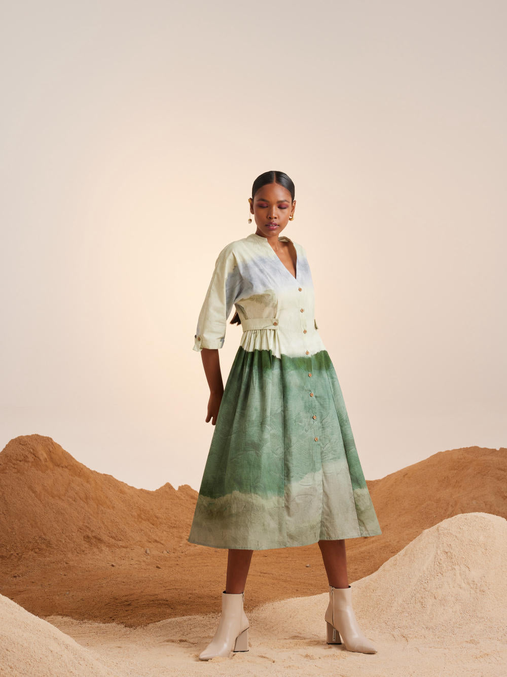 Button Down Dress-Earth