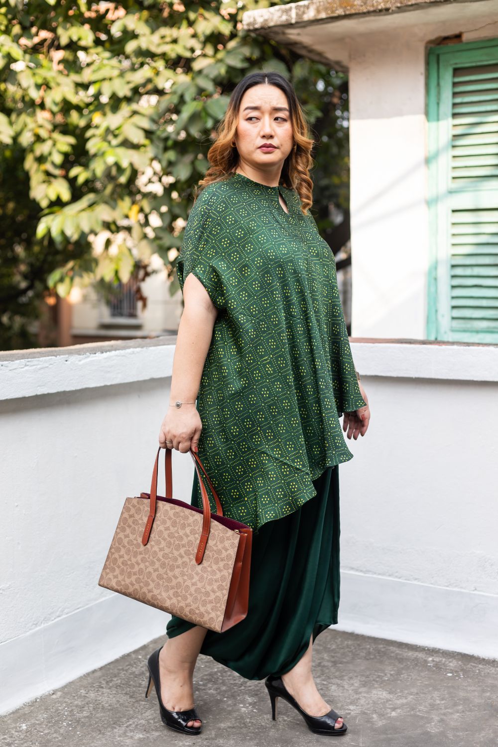 Soho Green Ajrakh Asymmetric Tunic Set