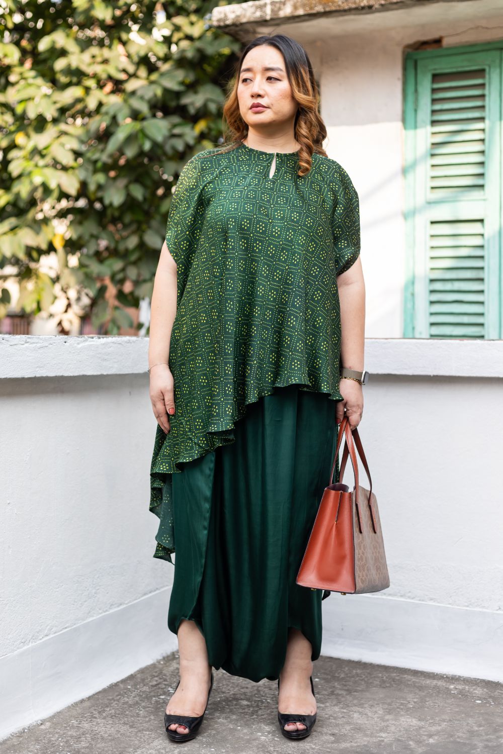 Soho Green Ajrakh Asymmetric Tunic Set
