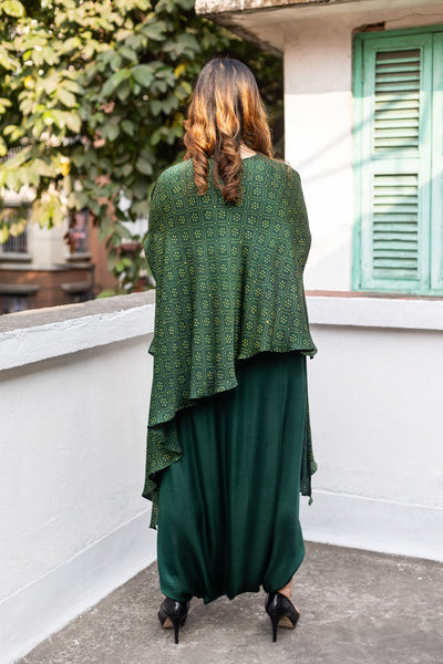 Soho Green Ajrakh Asymmetric Tunic Set