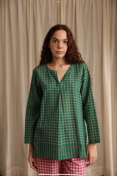 Maya Top - Green Checks