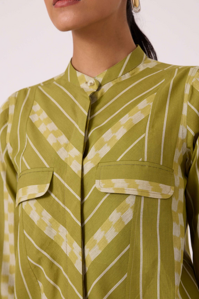 Wilde Green Striped Ikat Shirt