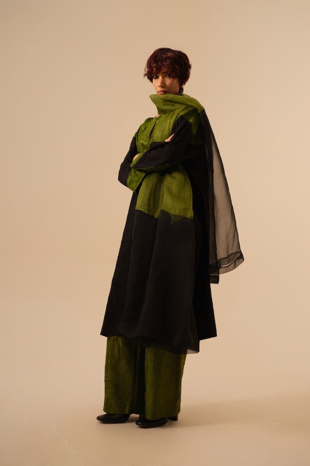 Halo Scarf-Black + Jade