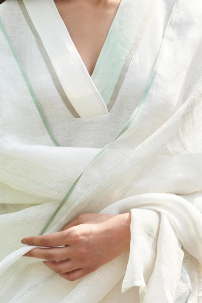 June Border Linen Kurta Set
- Ivory