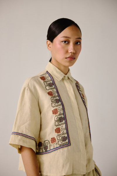 Leo Set - Ivory Cross Stitch Emb.