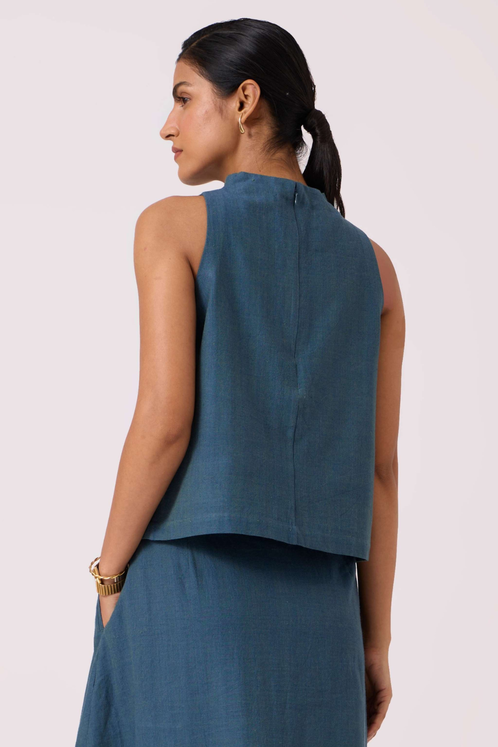 Ernest Blue Handwoven Cropped Top
