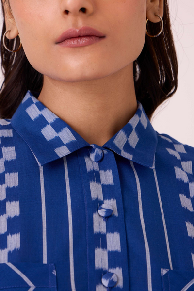 Alyosha Blue Striped Ikat Shirt