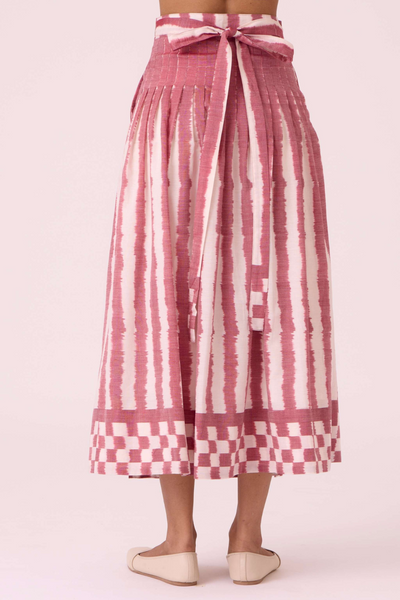 Levin Rhubarb Striped Ikat Skirt