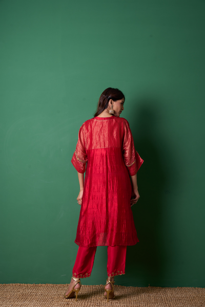 Radiance Kurta Set - Red with Dupatta