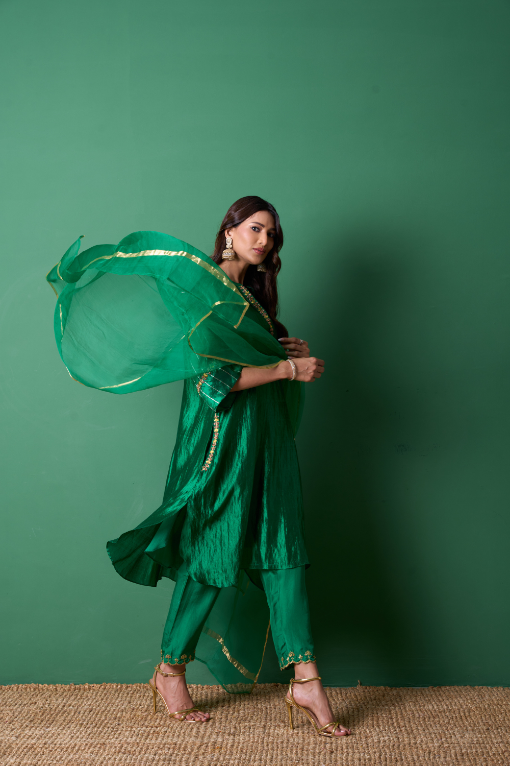 Radiance Kurta Set - Emerald with Dupatta