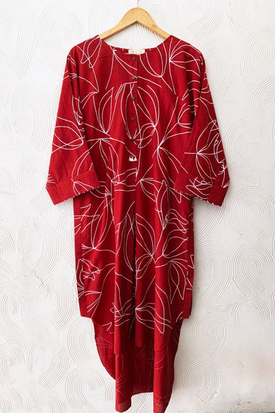 Red Floral High-Low Co-ord