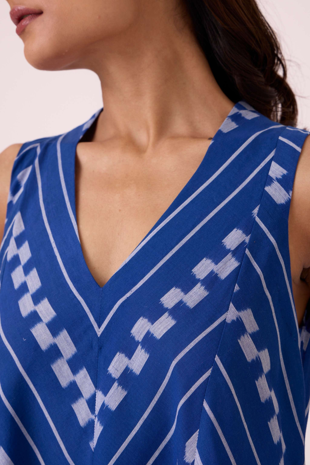 Nikol Blue Striped Ikat Dress