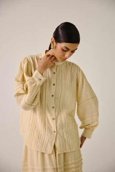 Hazel Top - Ivory Block Print