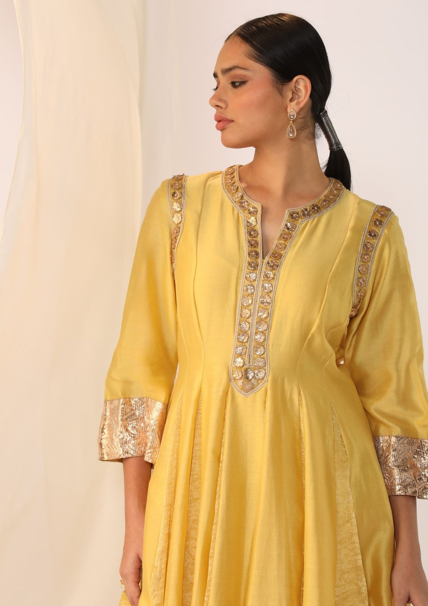 Godet kurta gota handwork with luxrious dupatta