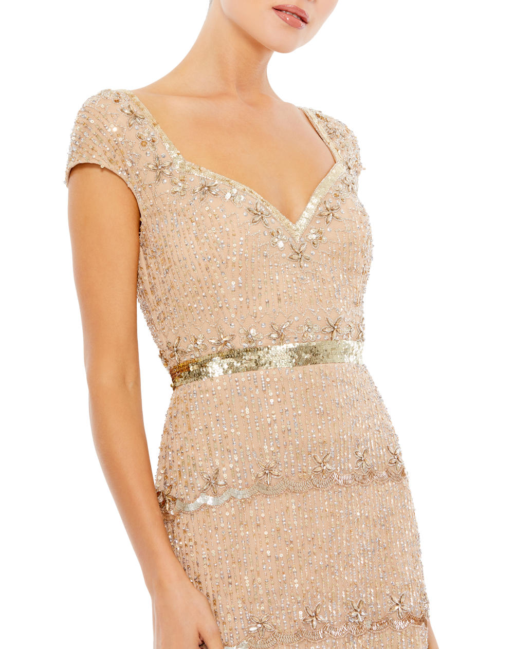 MD-9089 Straight Gown-Beige