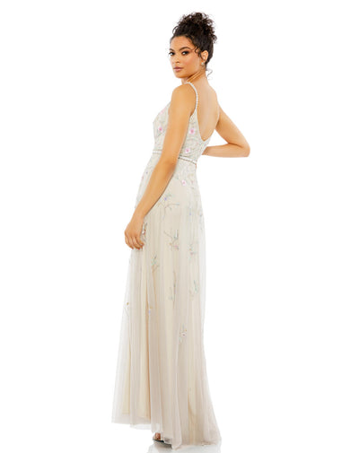 MD-9141 Strappy Long Gown-Beige