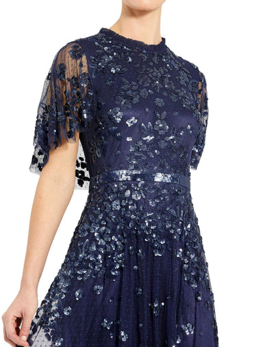MD-9192 Veil Long Gown-Blue