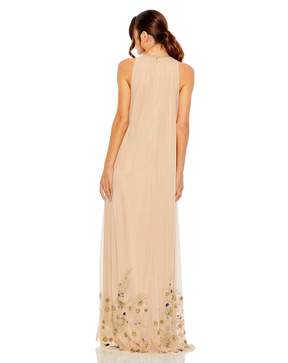 MD-9232 Halter Long Gown-Beige
