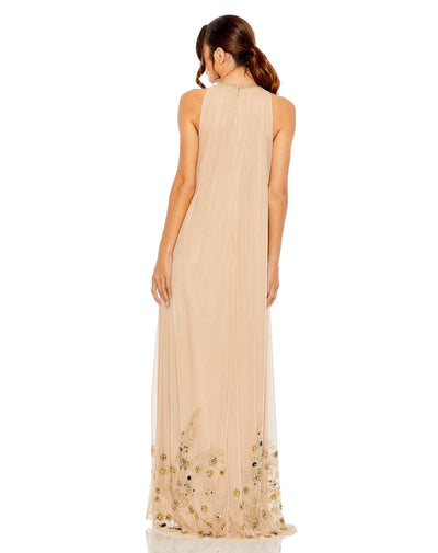 MD-9232 Halter Long Gown-Beige