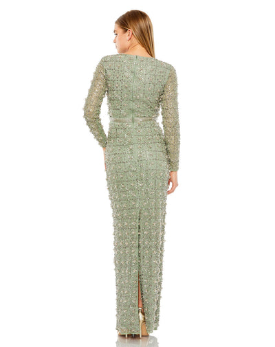 MD-93827 Fitted Long Dress-Green