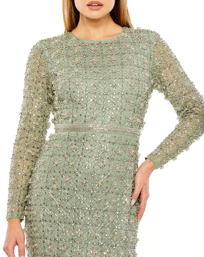 MD-93827 Fitted Long Dress-Green