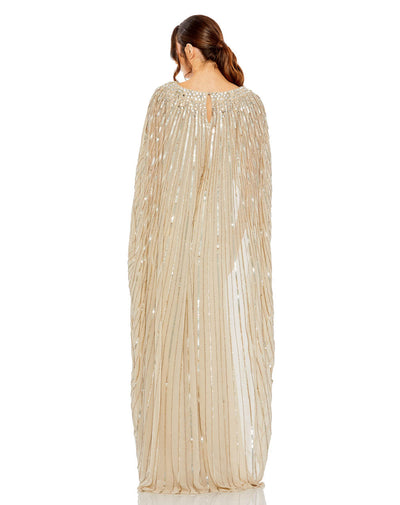 MD-93869 Cape Gown-Beige