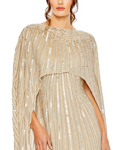 MD-93869 Cape Gown-Beige
