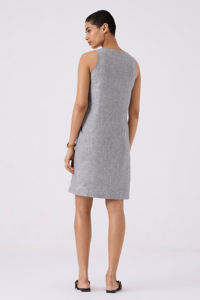 Sana Black and White Houndstooth Linen Dress