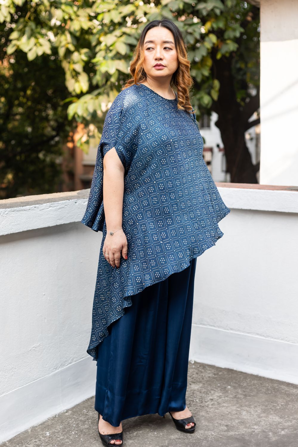 Soho Blue Ajrakh Asymmetric Tunic Set