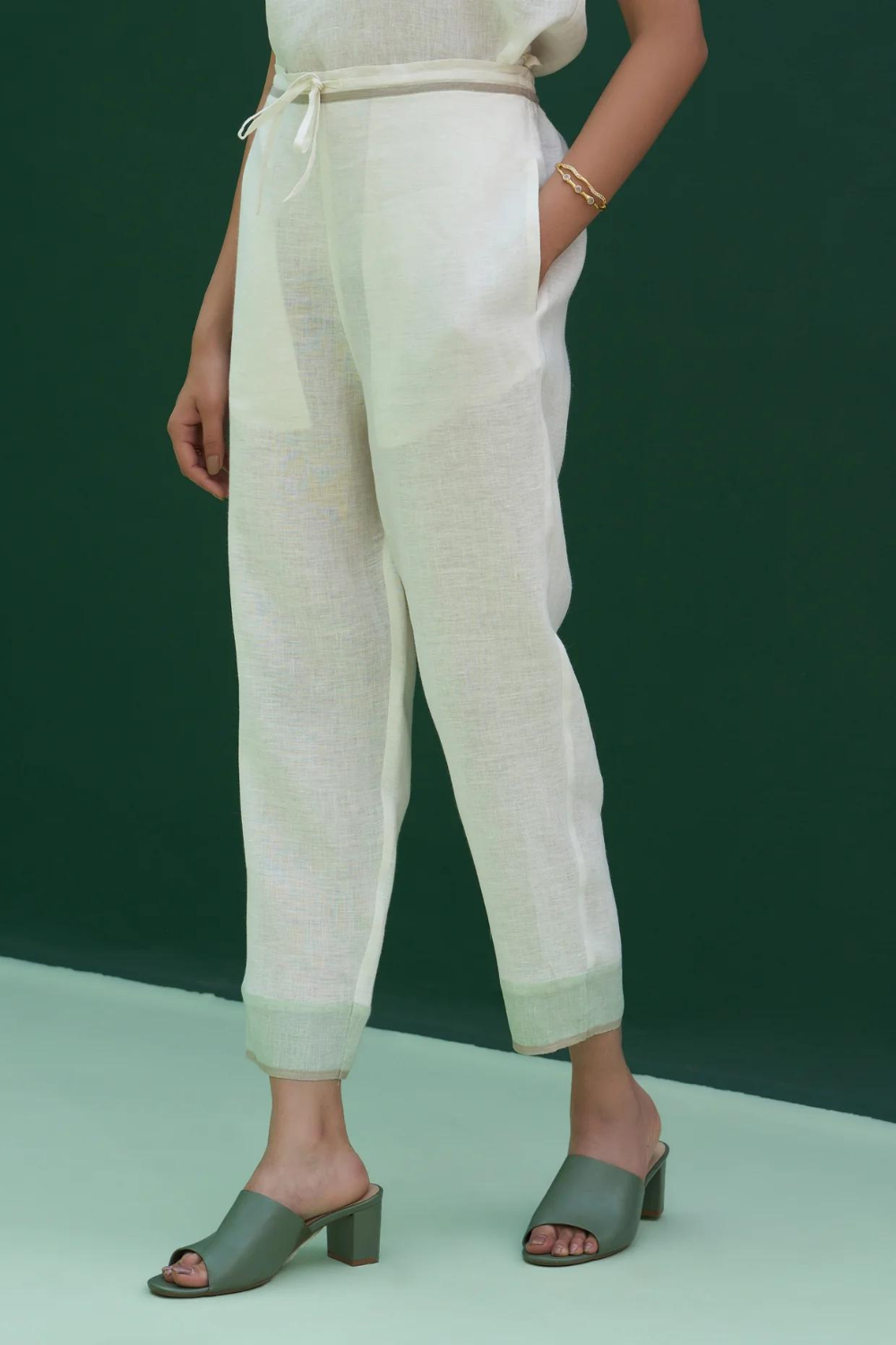 June Border Linen Kurta Set
- Ivory