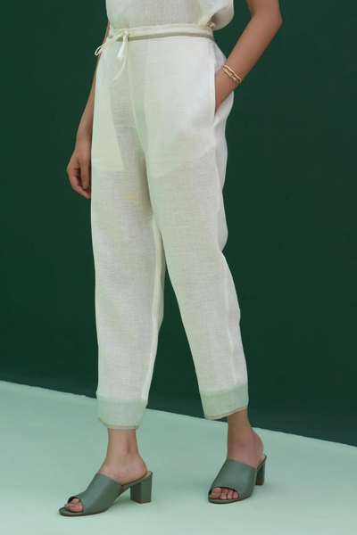 June Border Linen Kurta Set
- Ivory