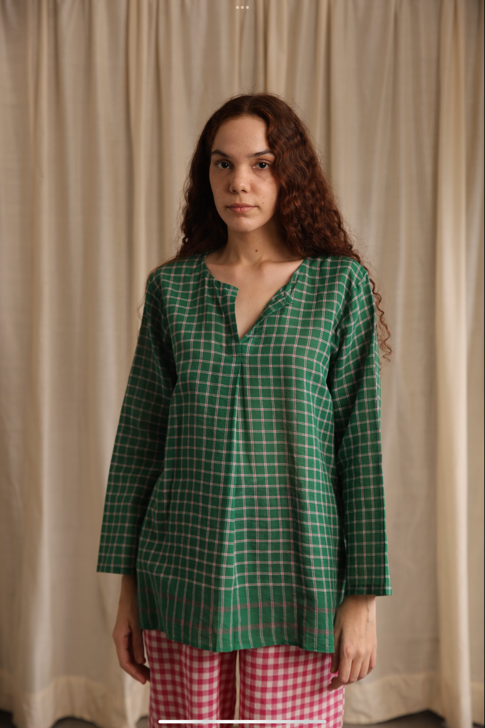 Maya Top - Green Checks