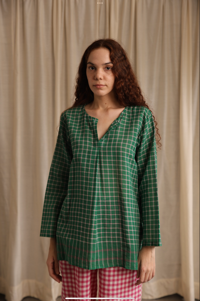 Maya Top - Green Checks