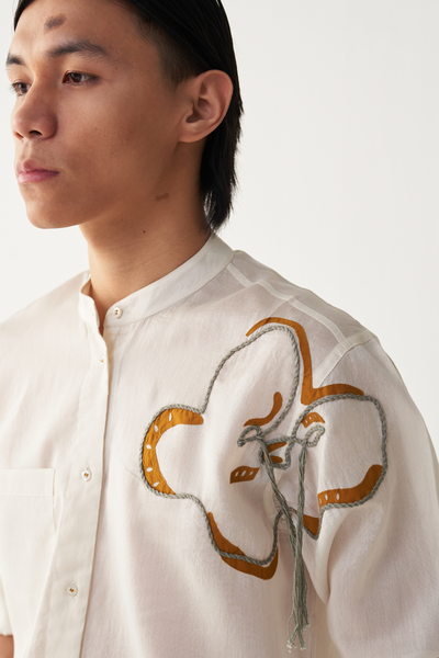 FLORAL ROPE EMB. SHIRT
