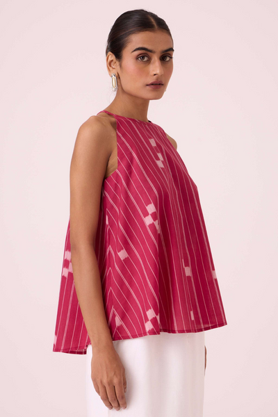 Maarah Rhubarb Ikat Top