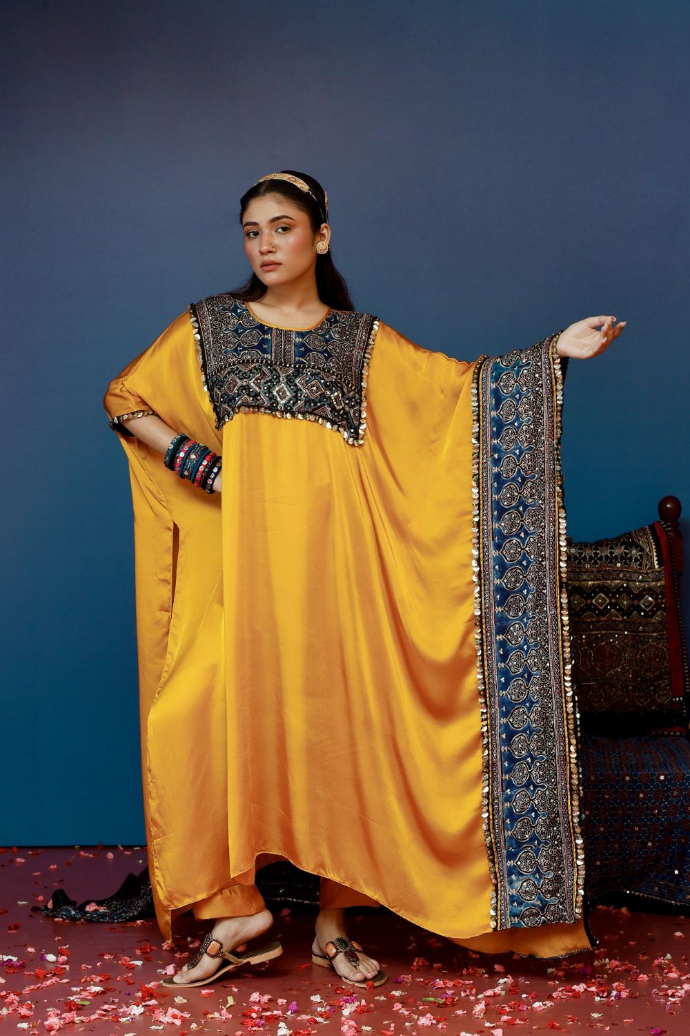 Saron Mustard Kaftan Set