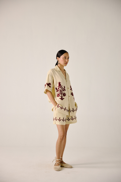 Unisex Set - Ivory Bird Applique