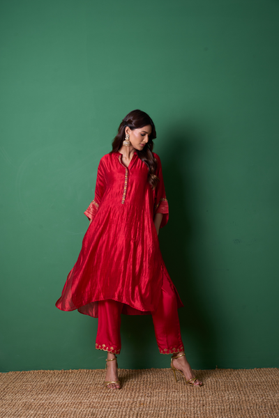 Radiance Kurta Set - Red with Dupatta