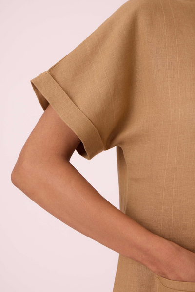 Salome Tan Linen Dress