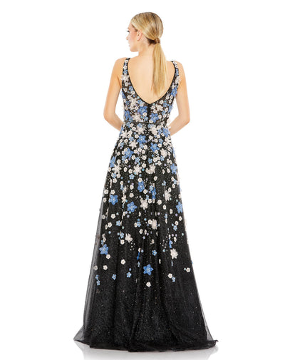MD-A11169 Embroidered Flared Gown-Black