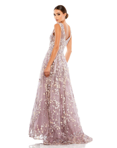 MD-A20131 Embroidered Flared Gown-Purple